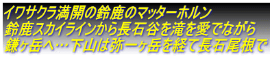 イワサクラ満開の鈴鹿のマッターホルン 鈴鹿スカイラインから長石谷を滝を愛でながら 鎌ヶ岳へ…下山は弥一ヶ岳を経て長石尾根で